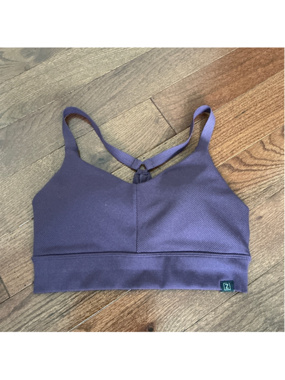 Women's Zenana Purple Ribbed Sports Bra S